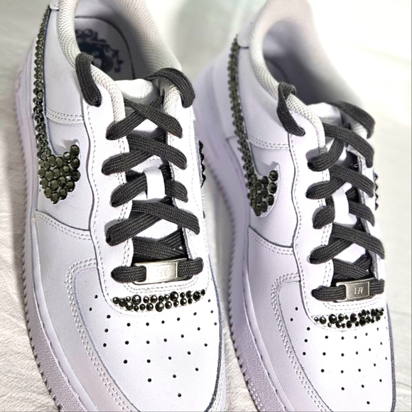 🌟New Nike Air Force1 Sneaker Shoes Custom w/ Black Rhinestone Crystals 🌟 - Picture 8 of 8